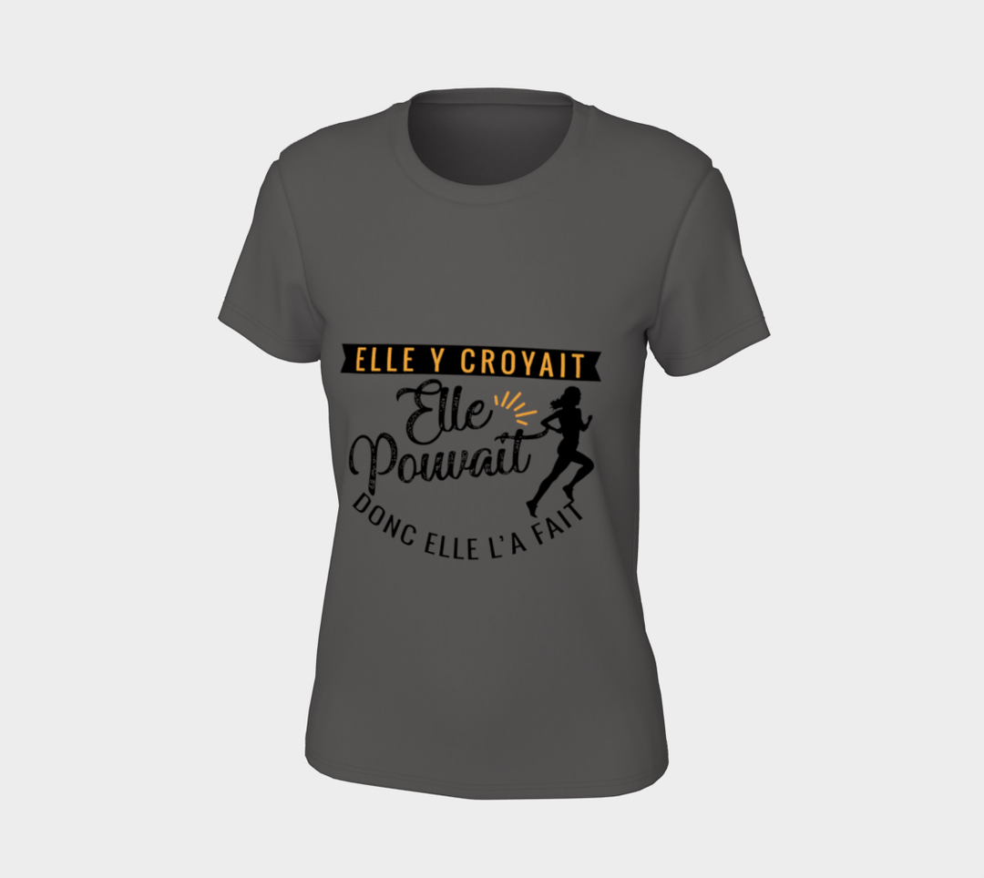 T-shirt elle y croyait elle pouvait donc elle l’a fait Gris