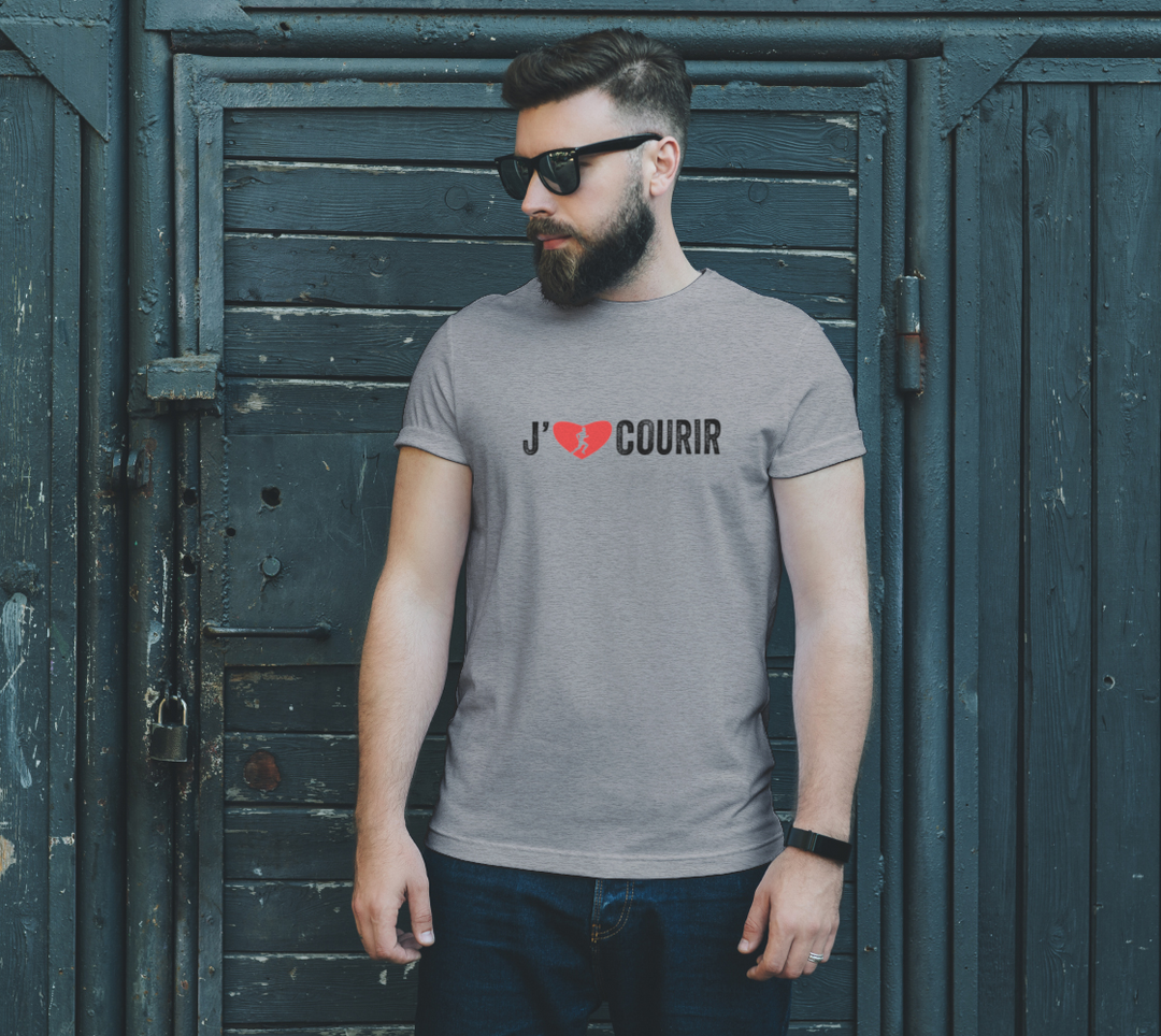 T-shirt J’aime courir coeur Gris