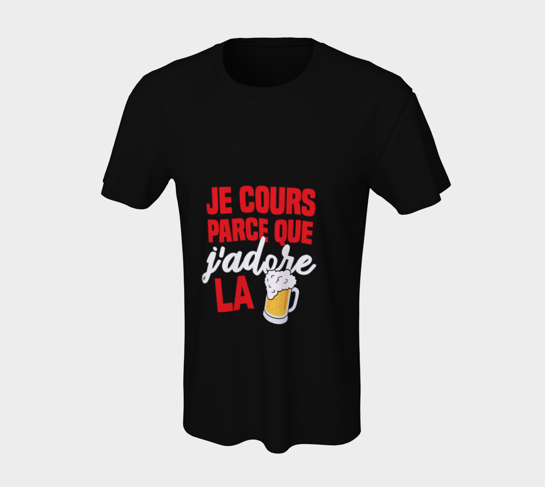 T-shirt je cours parce que j’adore la biere