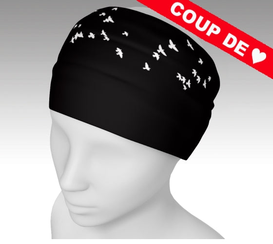 Nouvelle collection 2018 - Bandeau noir avec oiseaux - bandeau de sport