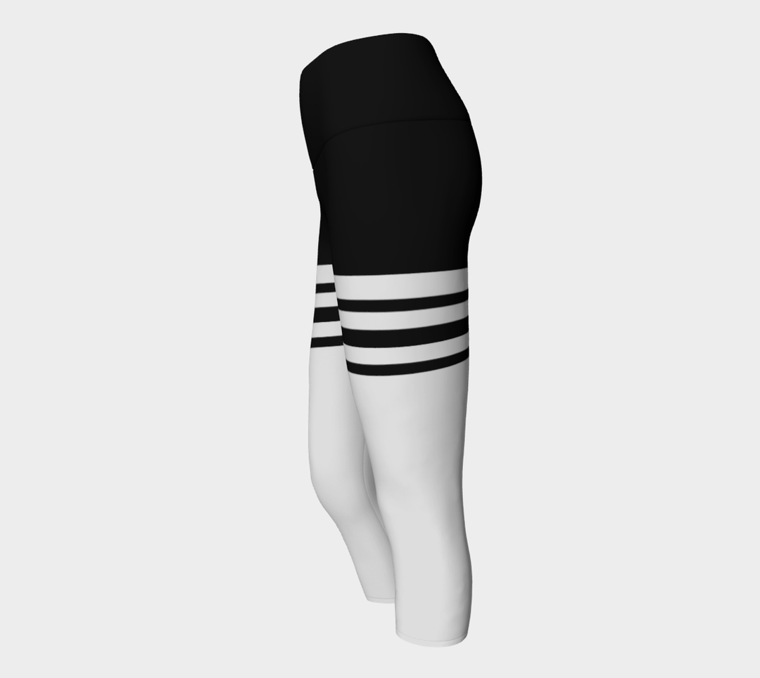 Pantacourt Taille haute a bande  noir & blanc