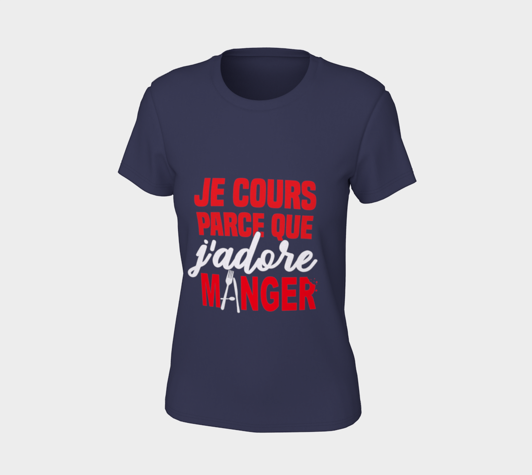 T-shirt je cours parce que j’adore manger L Violet
