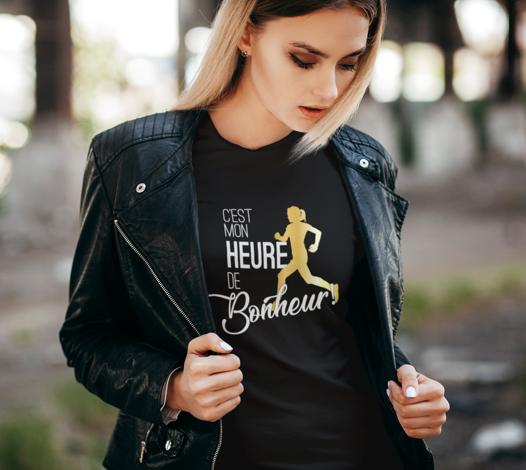 T-shirt la vie est meilleure quand on court Noir