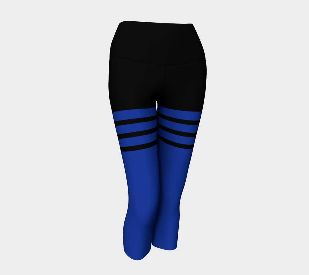 Pantacourt Taille haute a bande  noir & bleu
