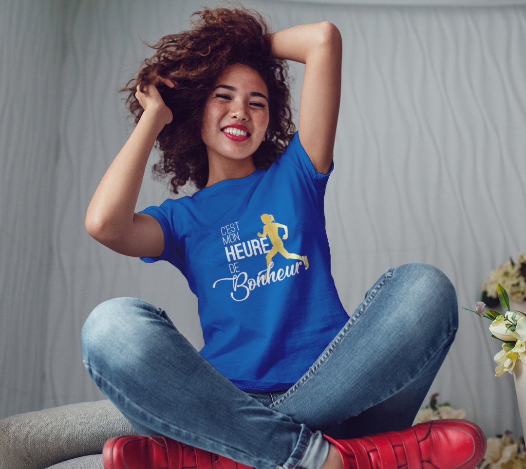 T-shirt c’est mon heure de bonheur Bleu