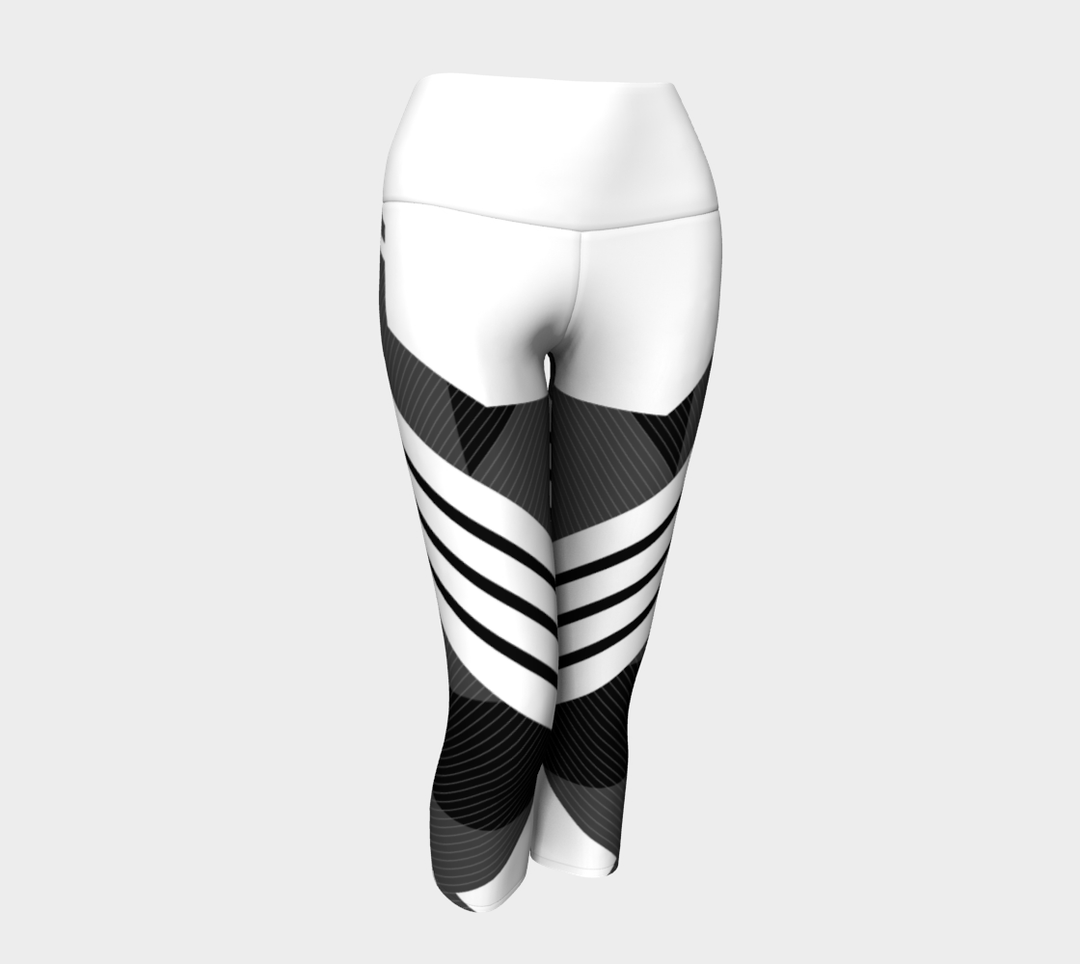 Pantacourt de Yoga HQ - bande large noir blanc gris