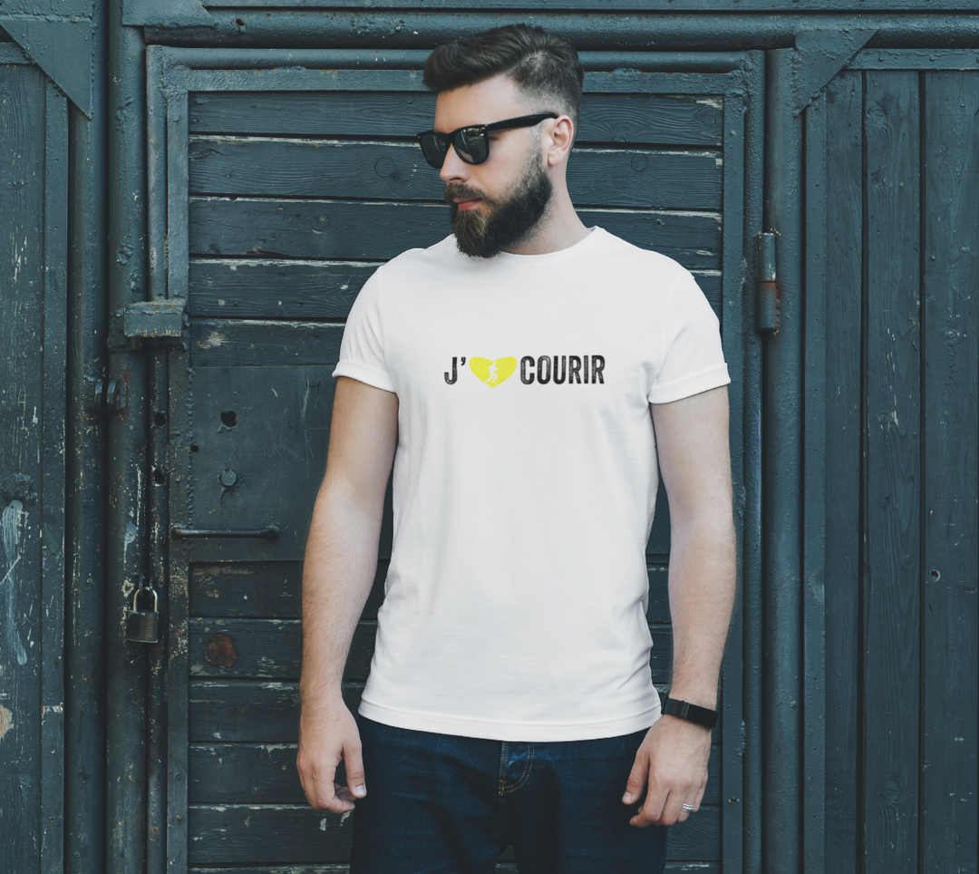 T-shirt J’aime courir coeur jaune