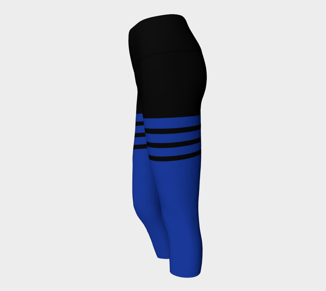 Pantacourt Taille haute a bande  noir & bleu