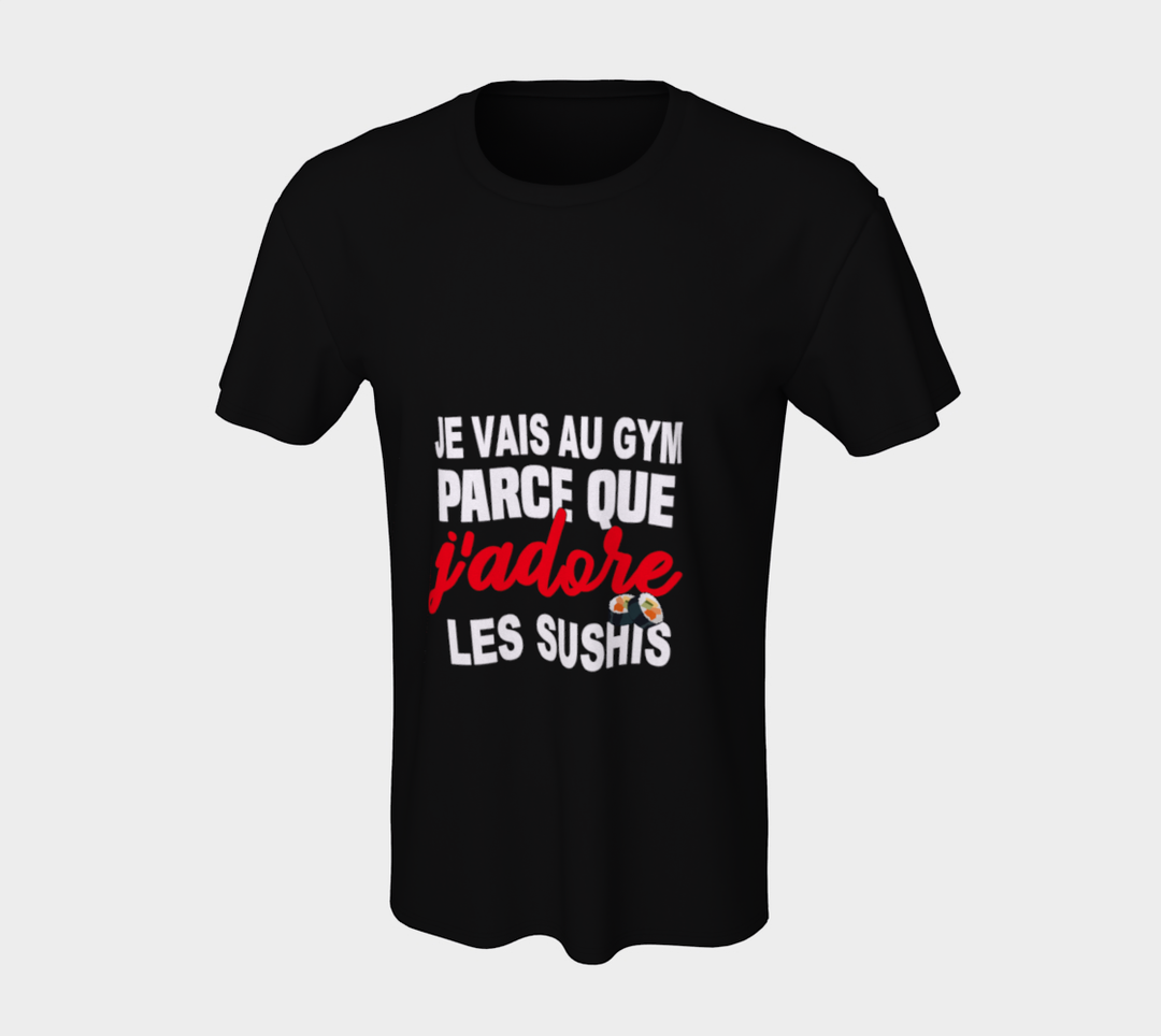 T-shirt Homme je vais au gym parce que j’adore les sushis