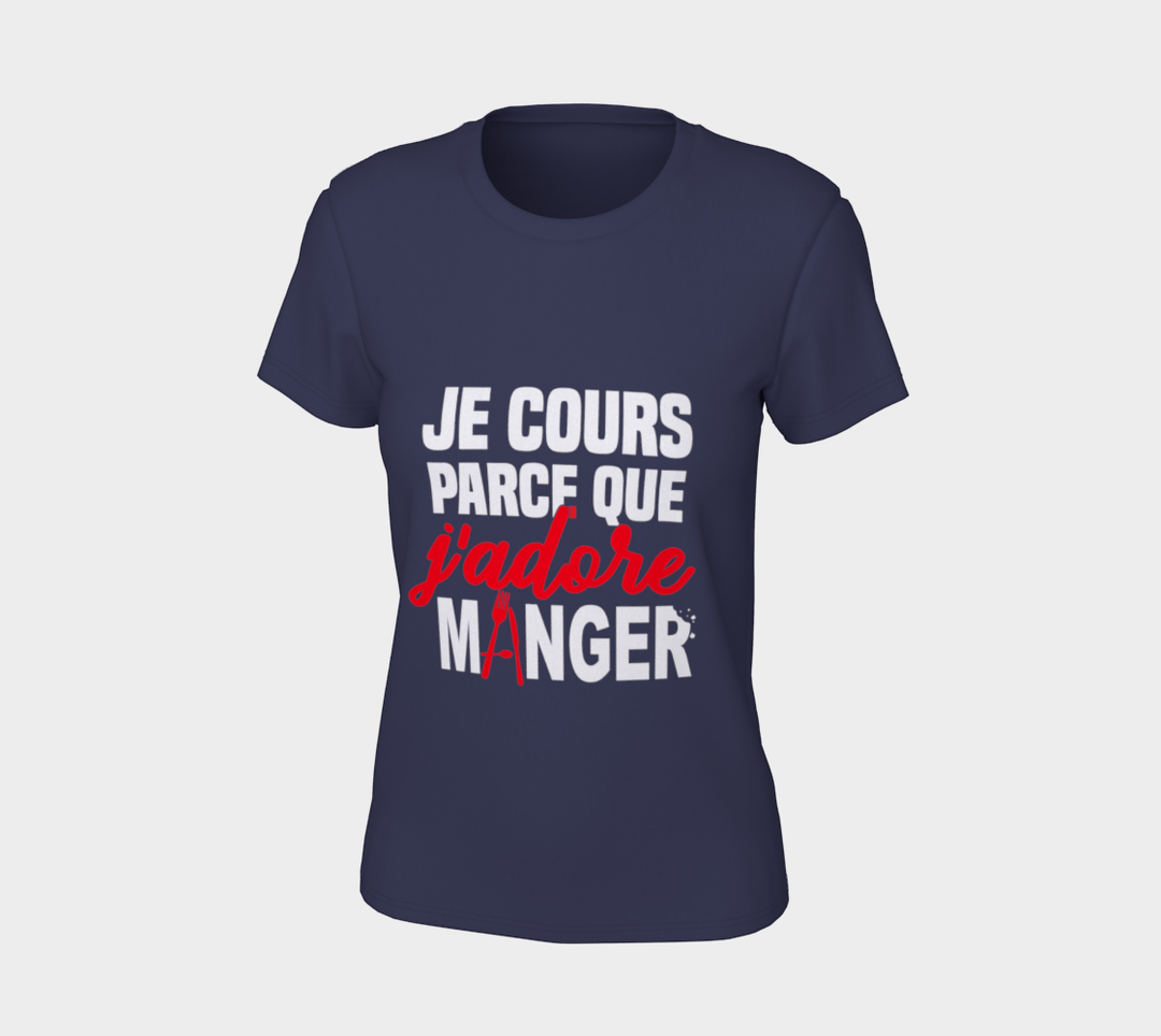 T-shirt je cours parce que j’adore manger Violet