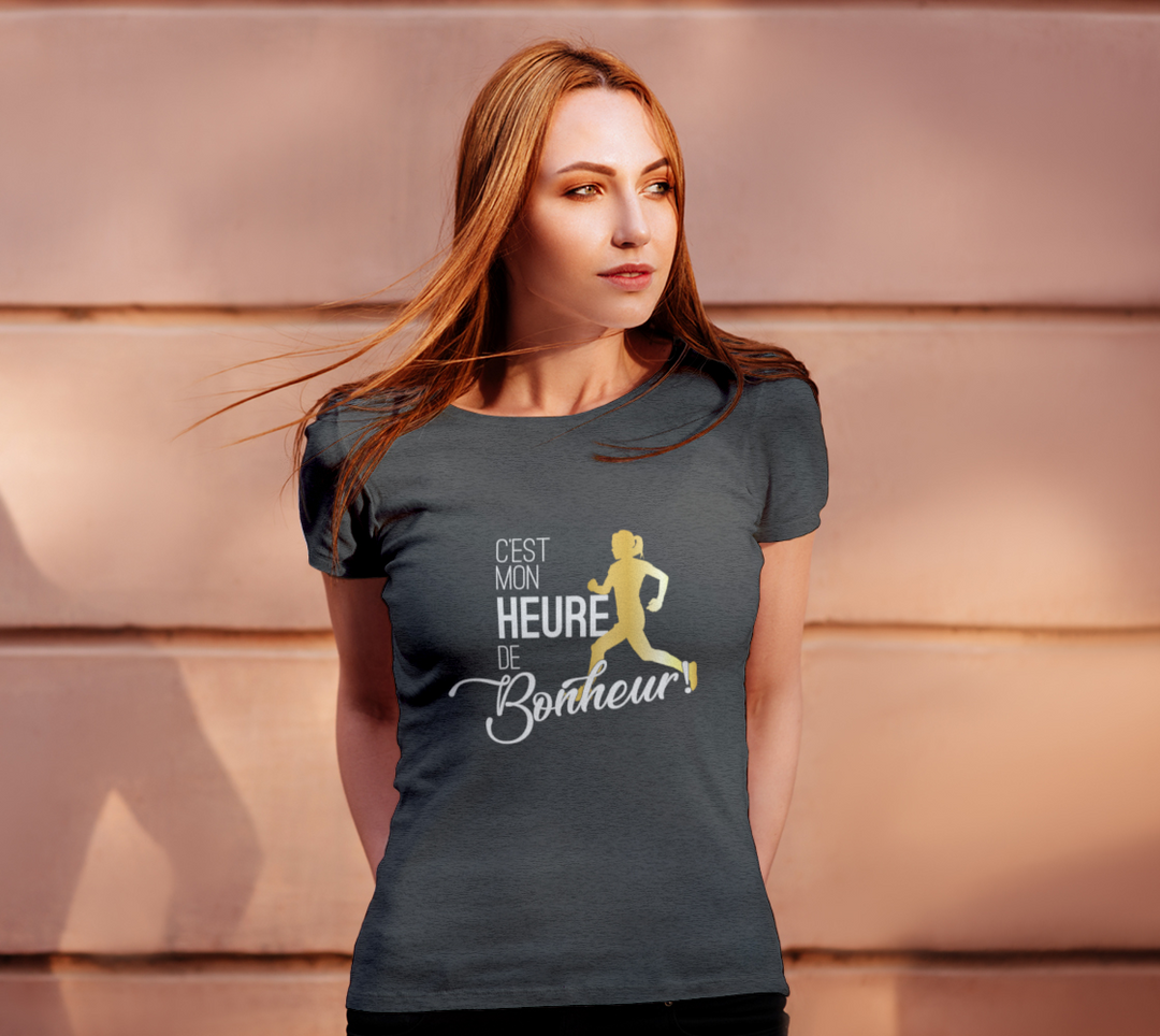 T-shirt c’est mon heure de bonheur Gris