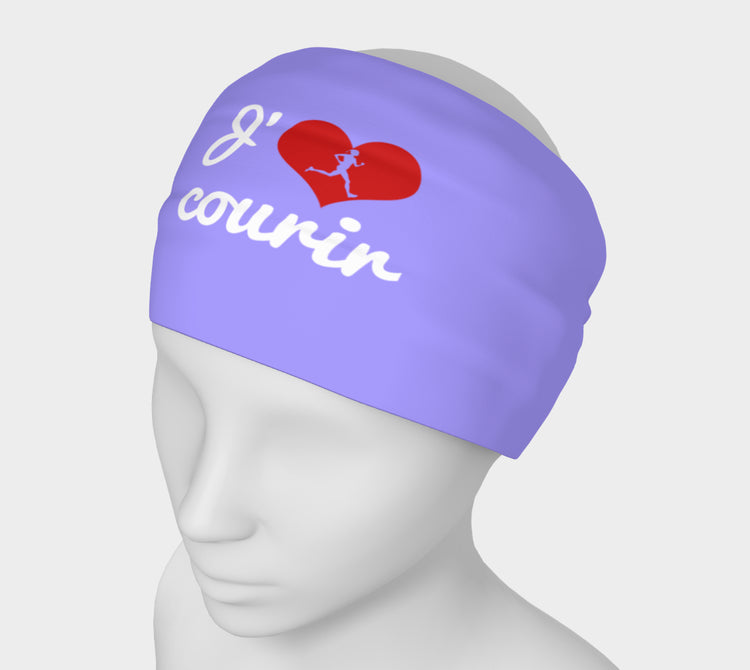 Bandeau d'entraînement "J'aime courir" mauve fitness gym