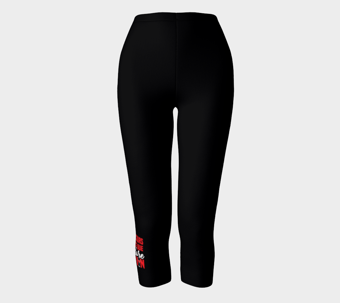 Pantacourt "je cours parce que j'adore le vin" noir leggings