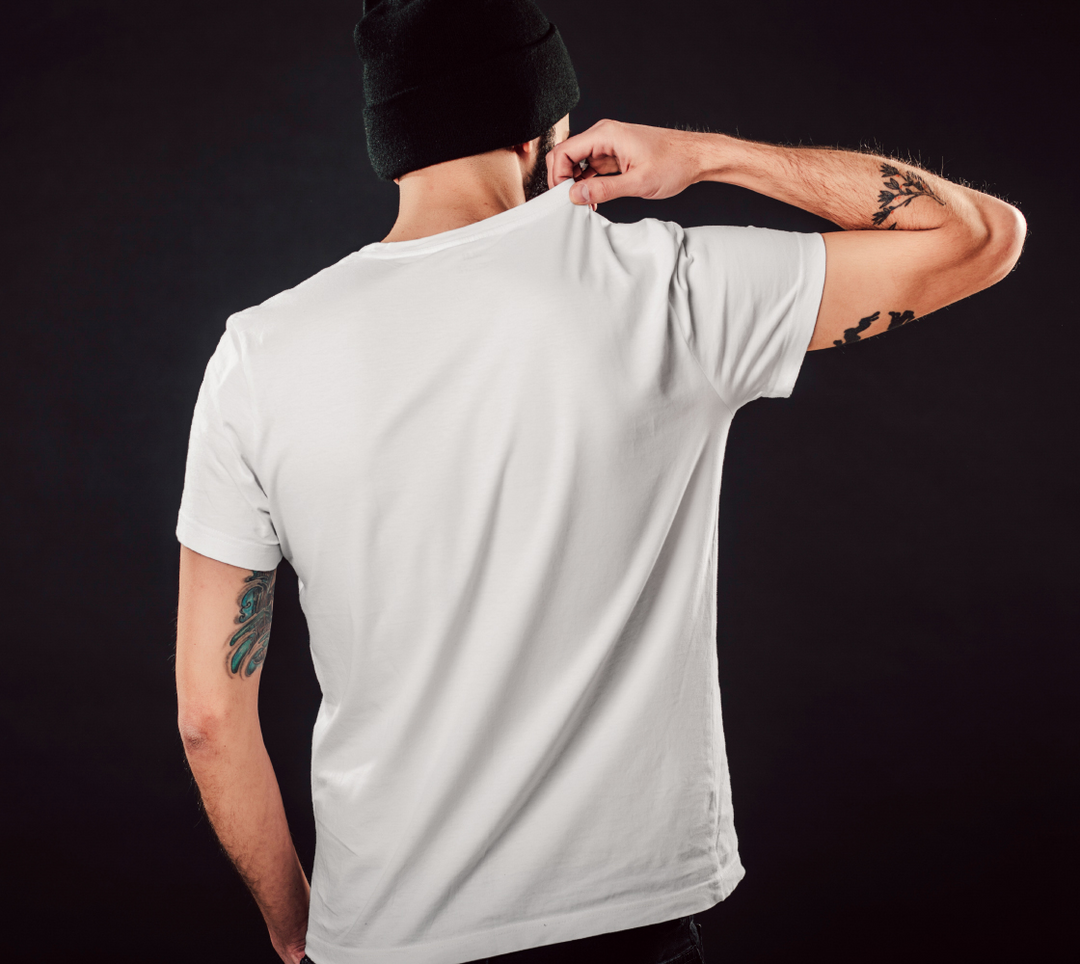 T-shirt homme je cours parce que j’adore la poutine Blanc