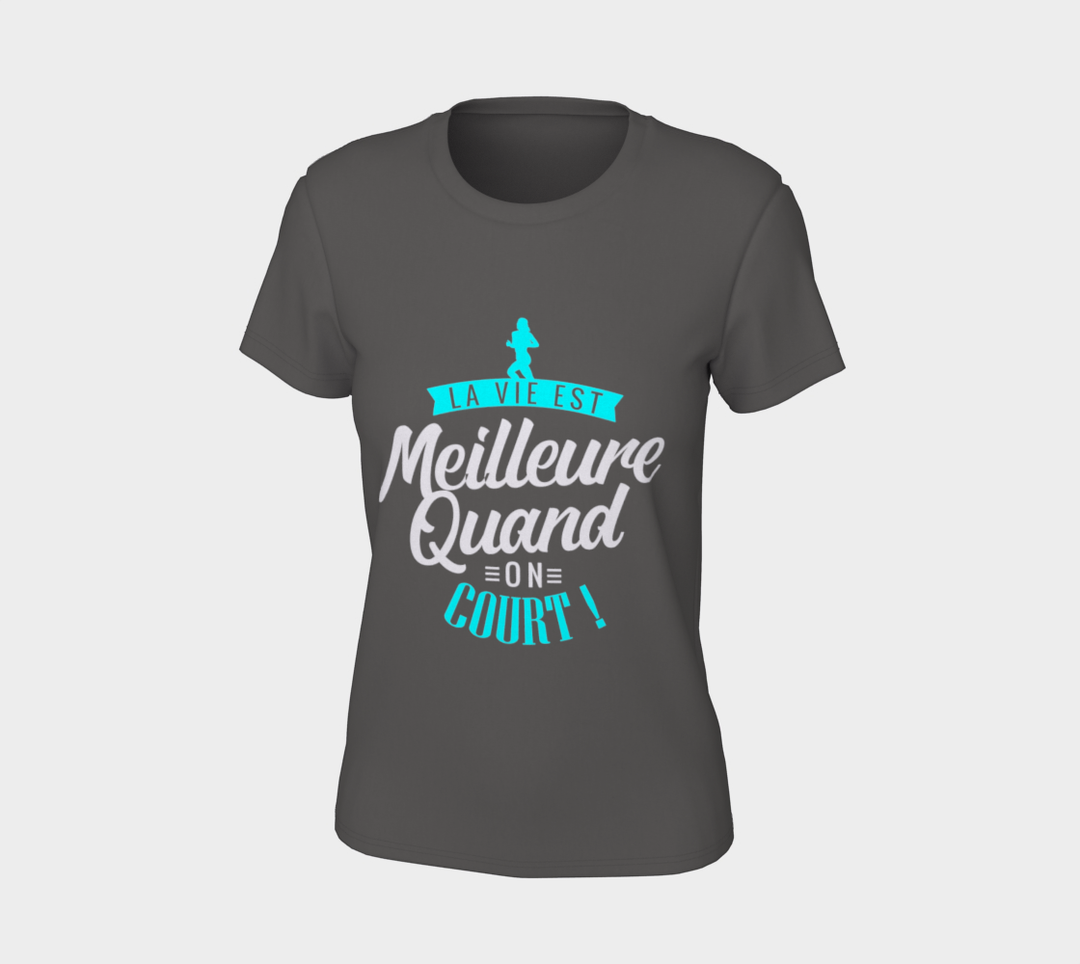 T-shirt la vie est meilleure quand on court Gris