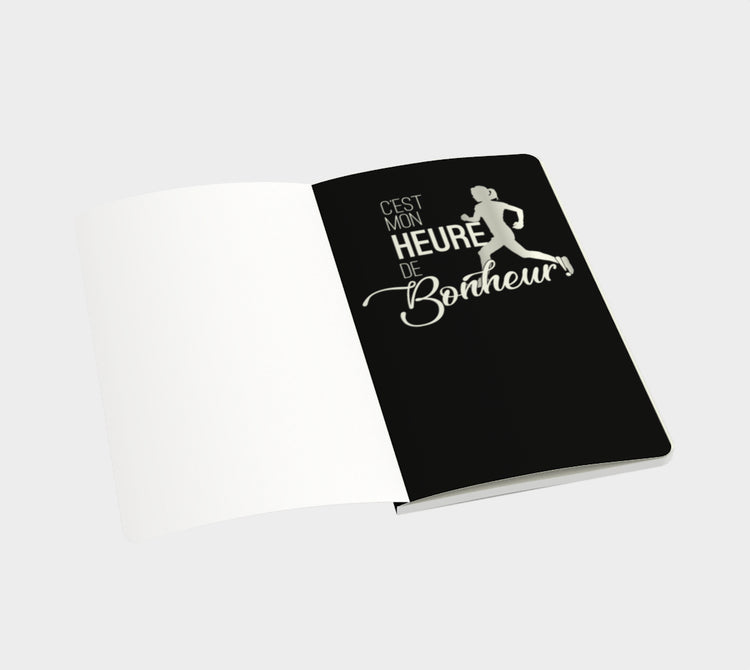 Carnet inspirant "C'est mon heure de bonheur" noir fitness