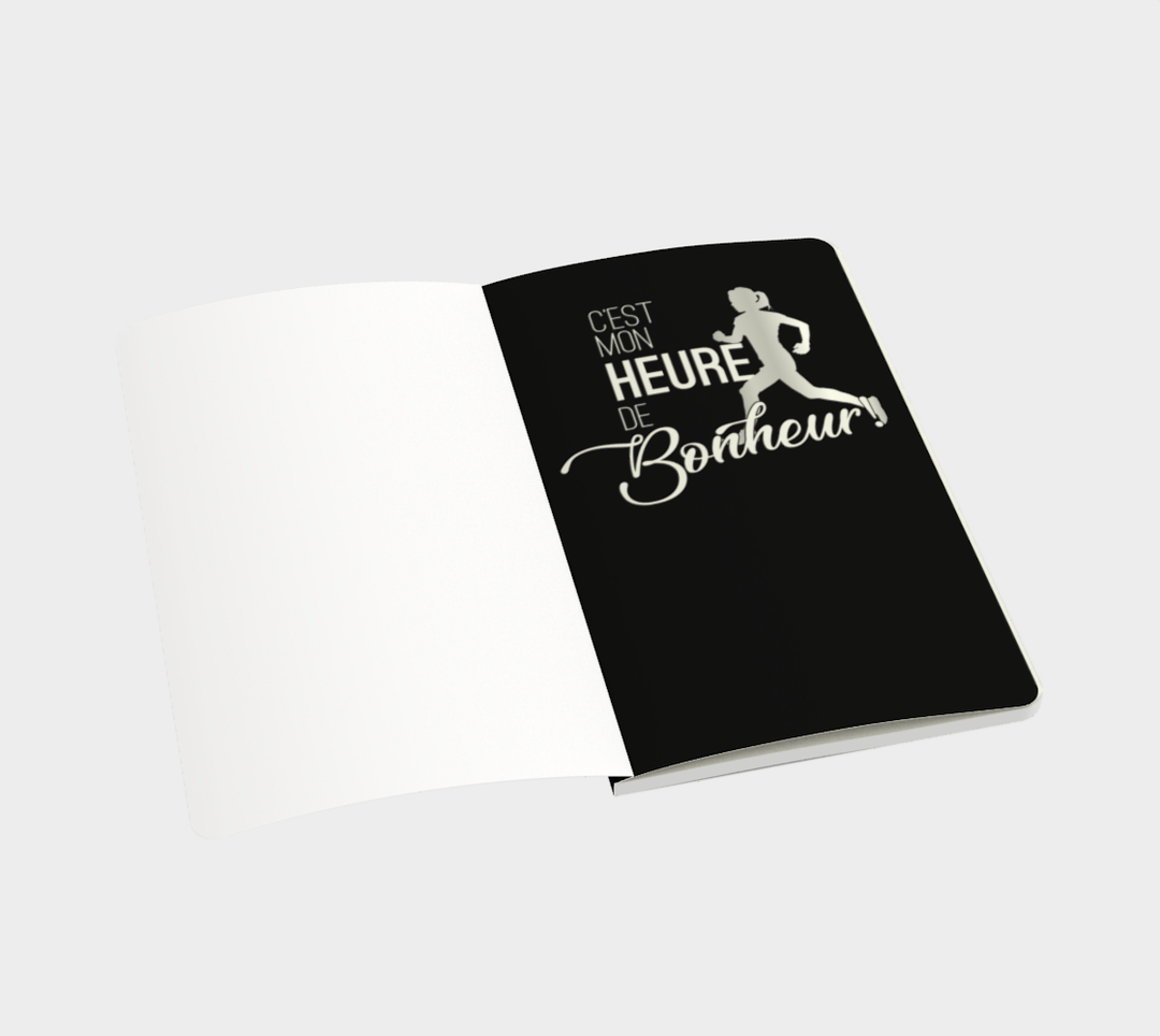 Carnet inspirant "C'est mon heure de bonheur" noir fitness
