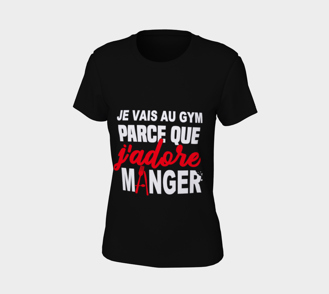 T-shirt je cours parce que j’adore manger Noir