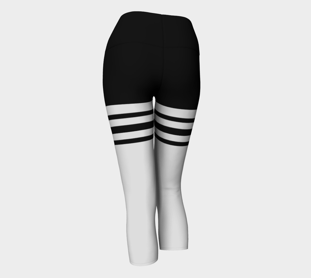 Pantacourt Taille haute a bande  noir & blanc