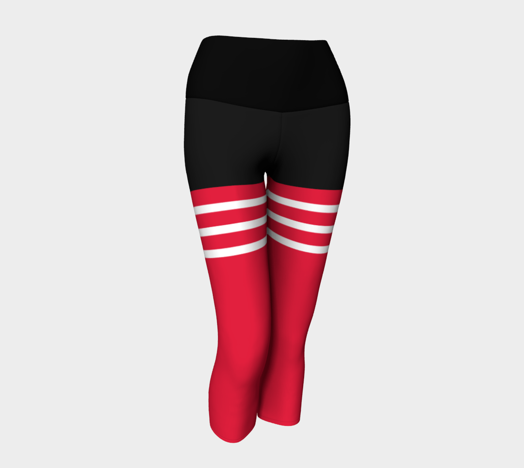 Pantacourt Taille haute a bande  noir & rouge