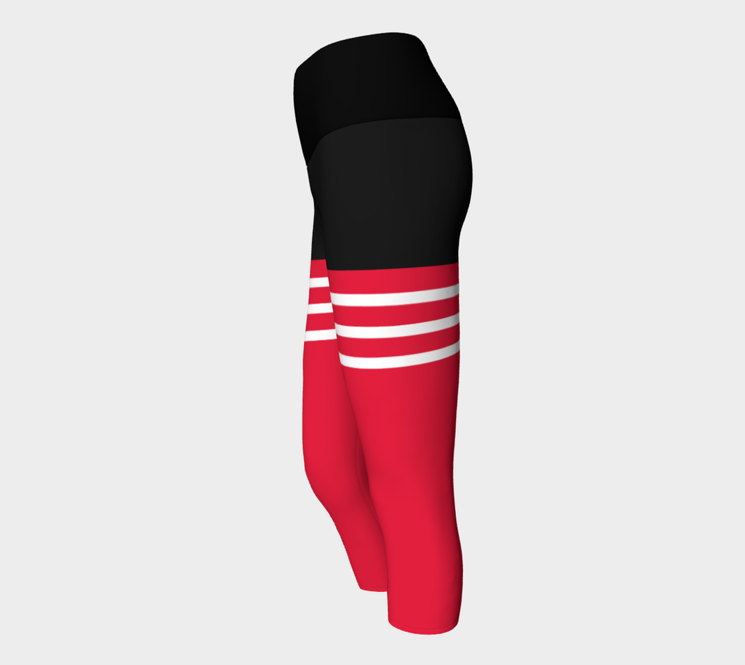 Pantacourt Taille haute a bande  noir & rouge