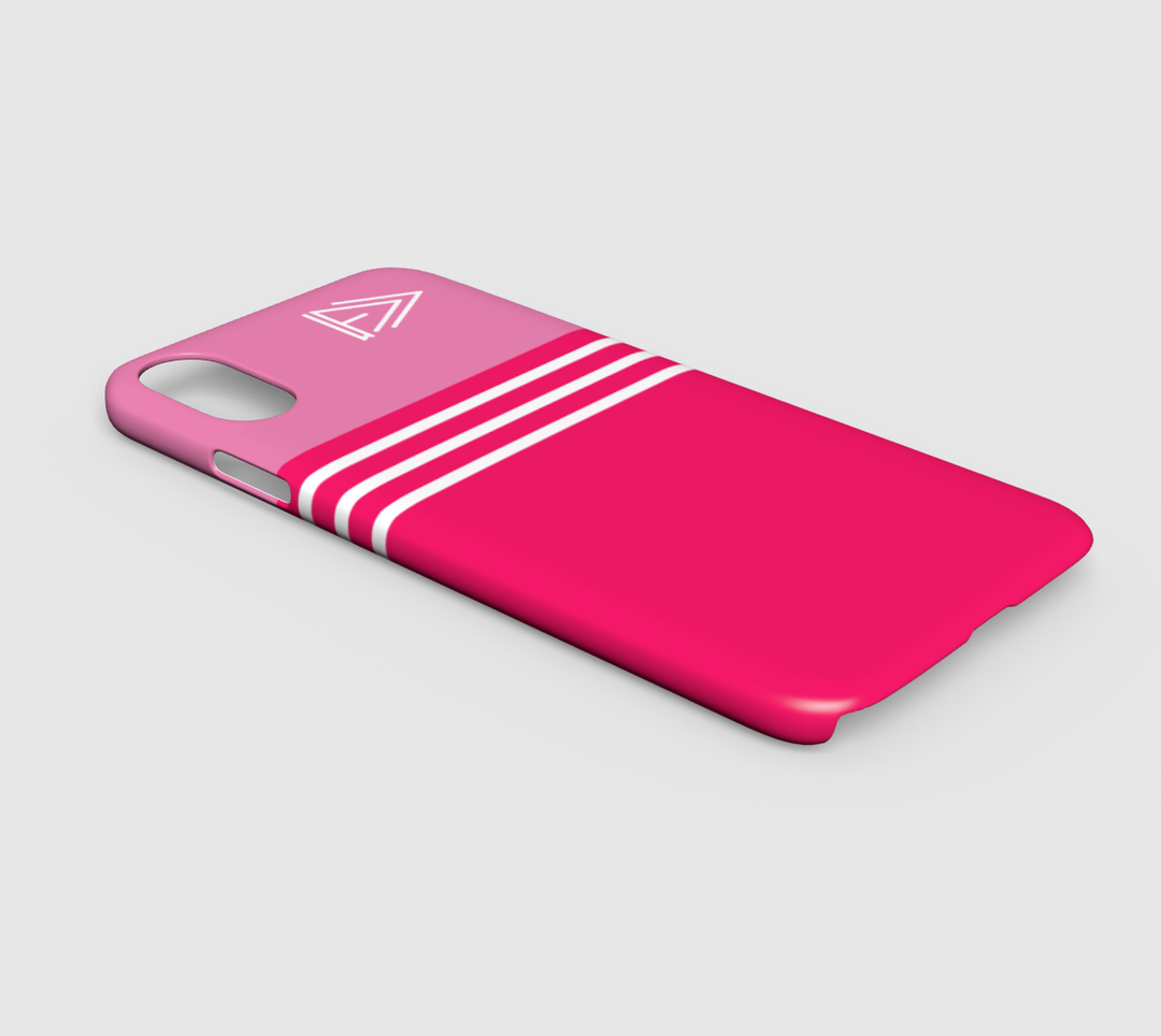Coque rose à bande blanche