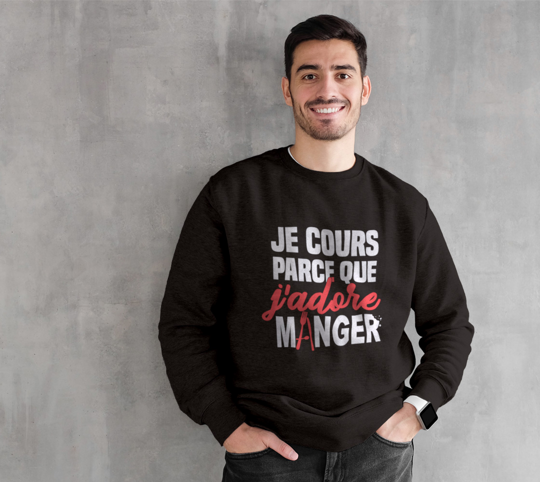Coton ouaté unisexe je cours parce que j’adore le vin