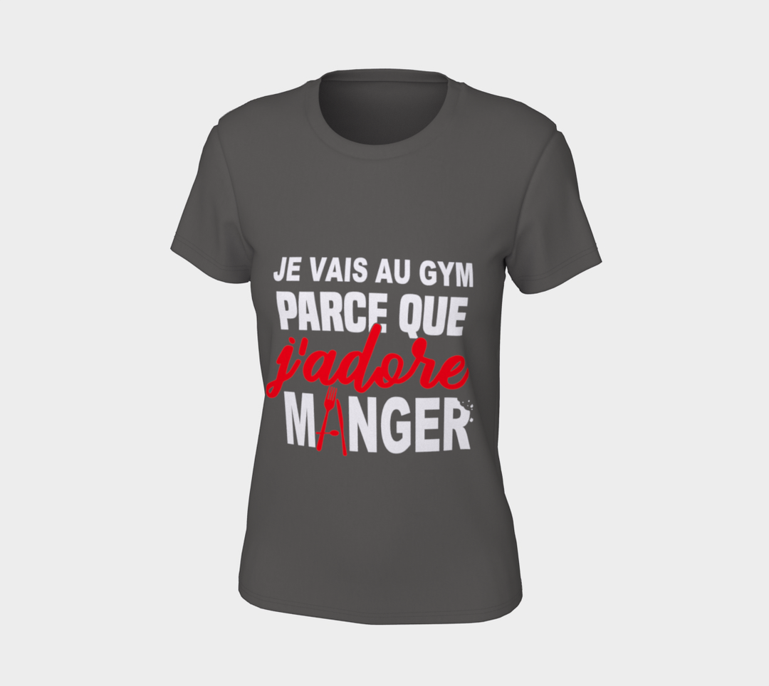 T-shirt je cours parce que j’adore manger LGris