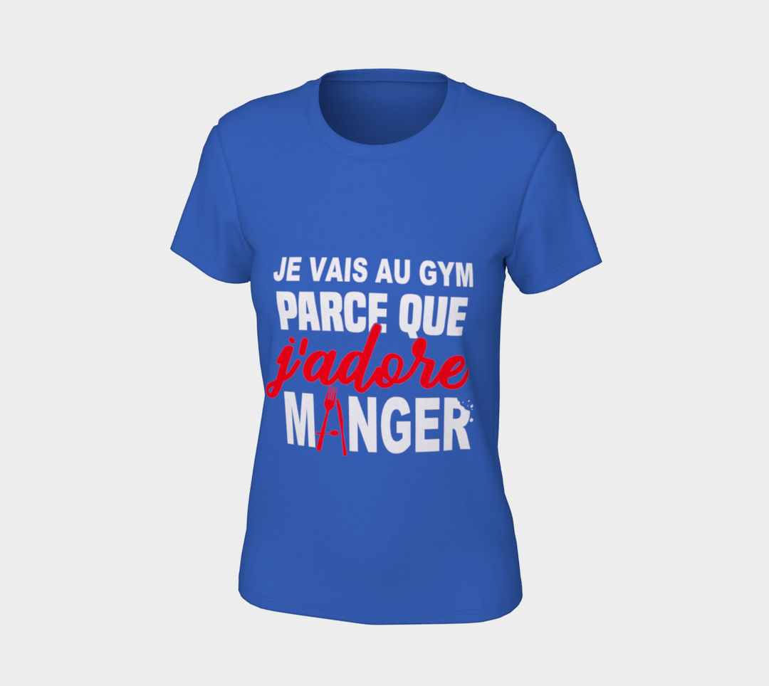 T-shirt je cours parce que j’adore manger LBleu