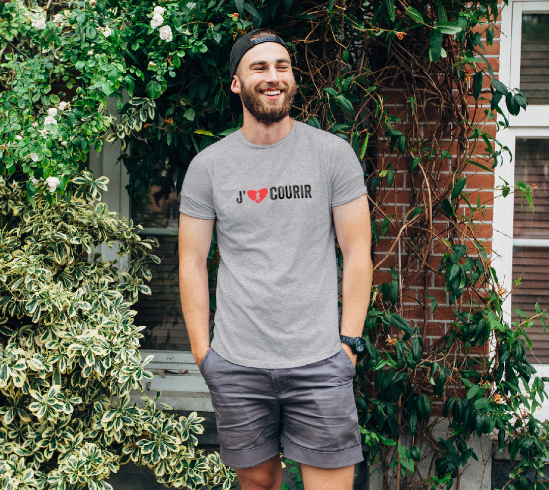 T-shirt J’aime courir coeur Gris