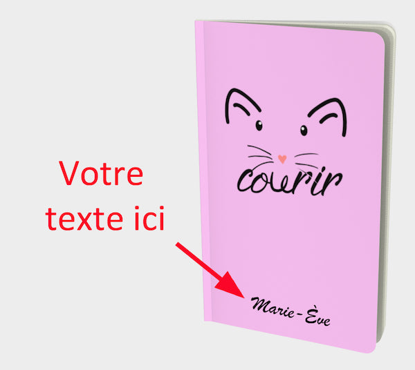 Carnet personnalisé chat j'aime courir