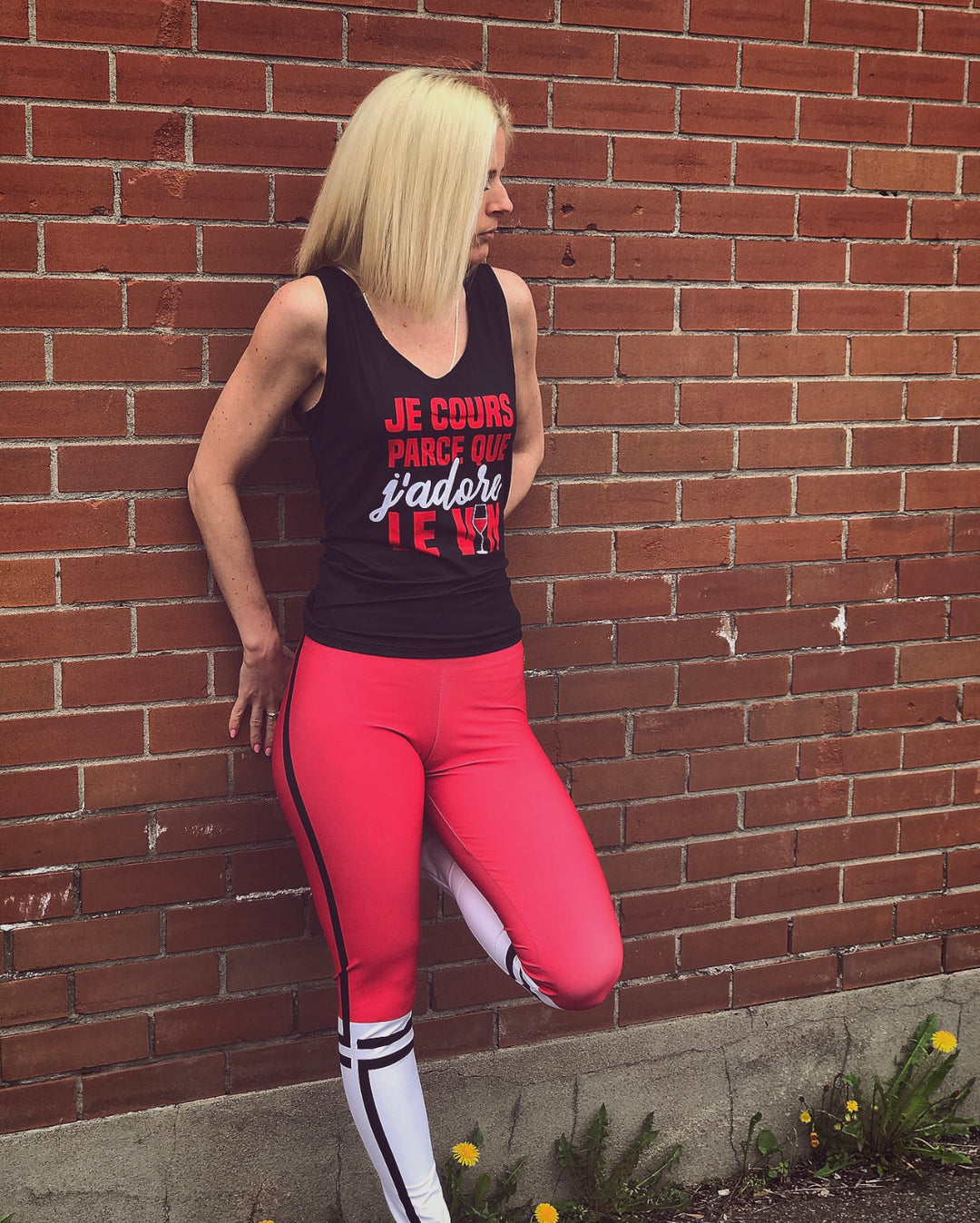 Legging Taille basse Rouge Blanc