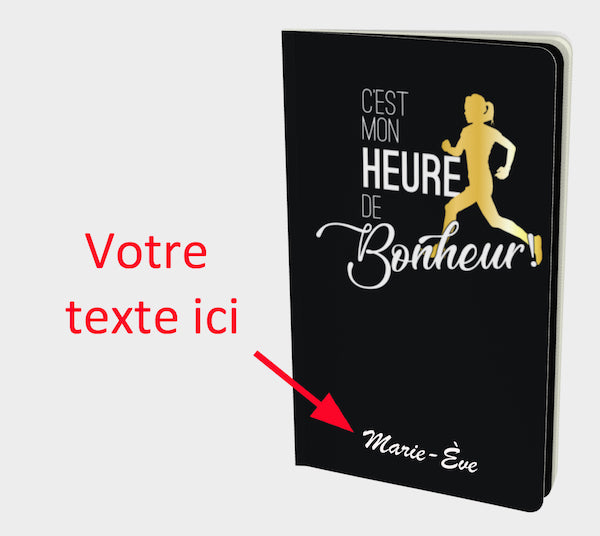 Carnet c'est mon heure de bonheur personnalisé noir running course à pied
