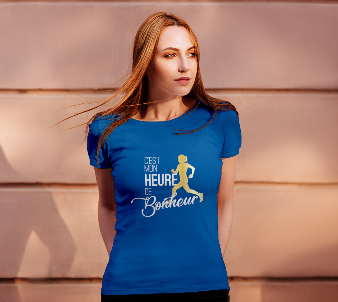 T-shirt c’est mon heure de bonheur Bleu