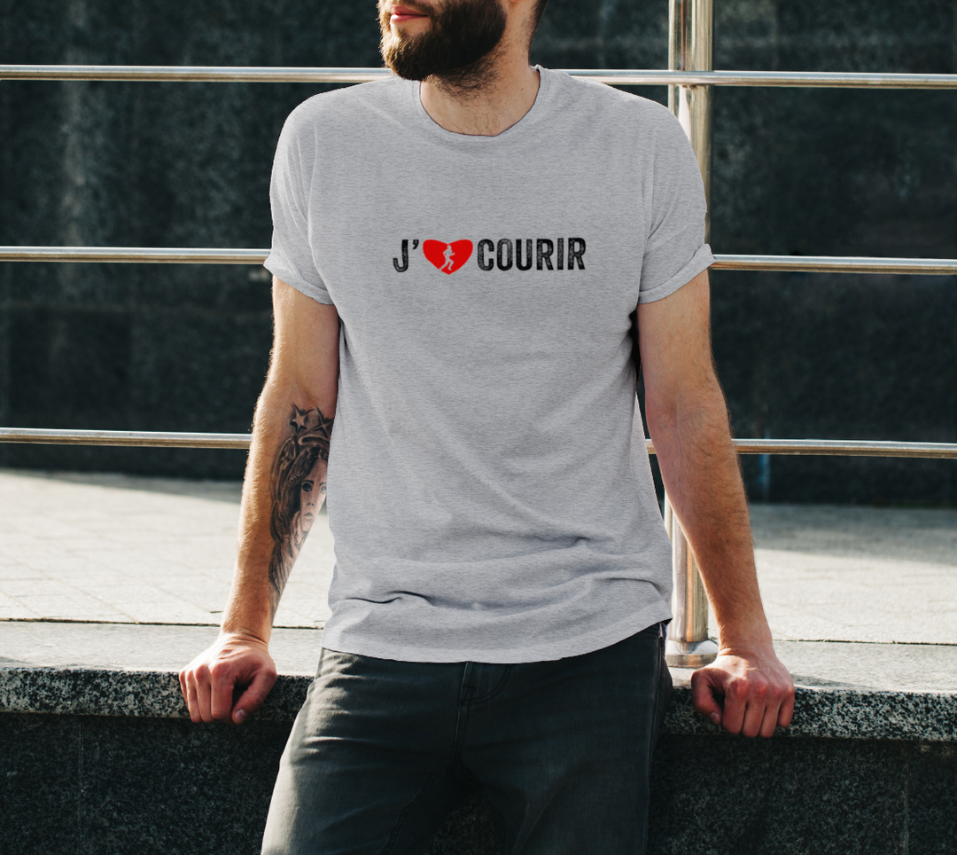 T-shirt J’aime courir coeur Gris