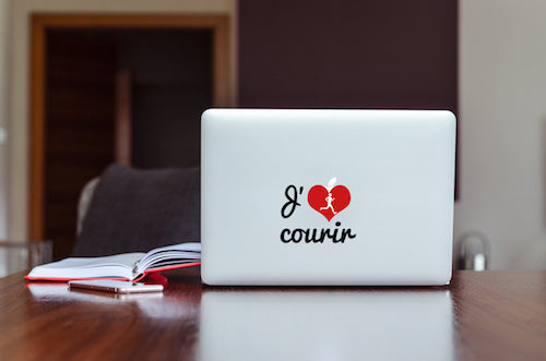 Autocollant J'aime courir pour ordinateur, agenda,...