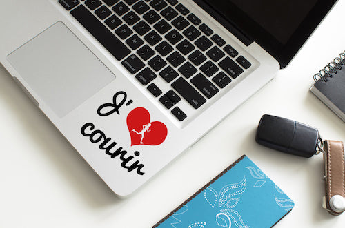 Autocollant J'aime courir pour ordinateur, agenda,...