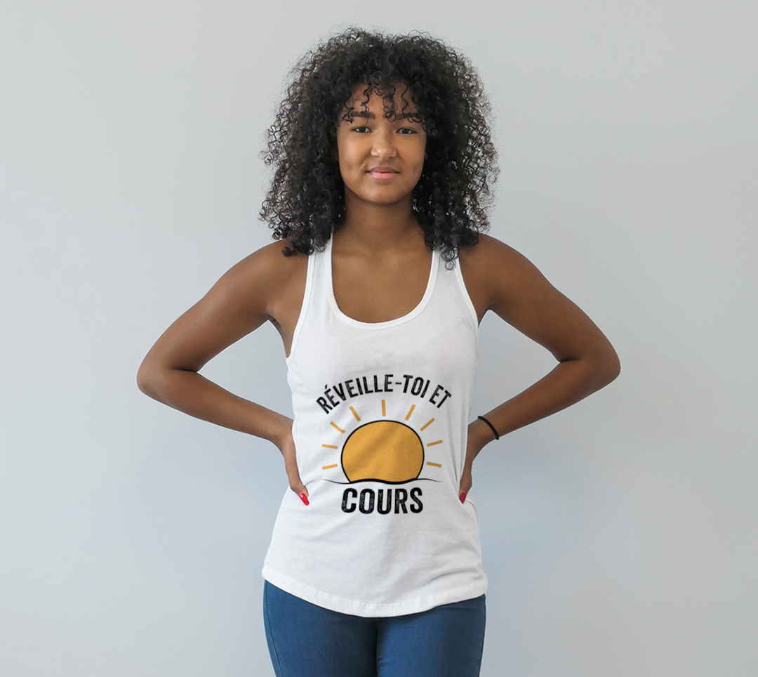Camisole Racerbrack  Revaille-toi et cours Blanc