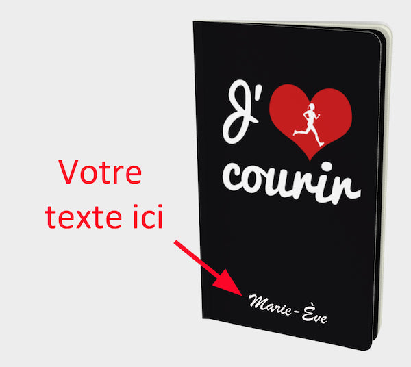 Carnet personnalisé j'aime courir noir running course à pied
