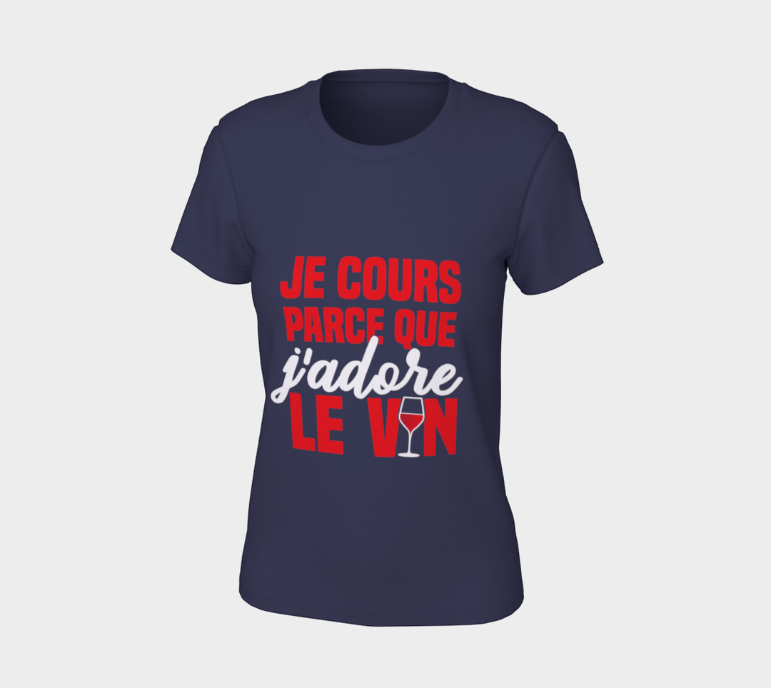 T-shirt je cours parce que j’adore le vin Violet