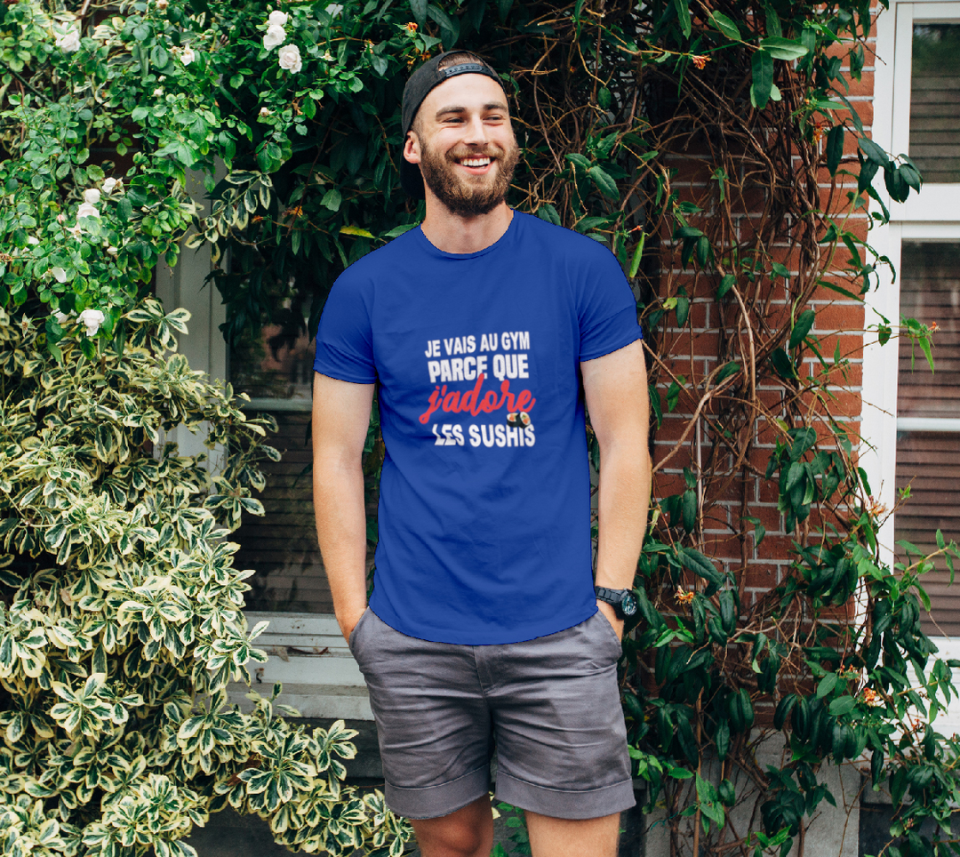 T-shirt je vais au gym parce que j’adore les sushis