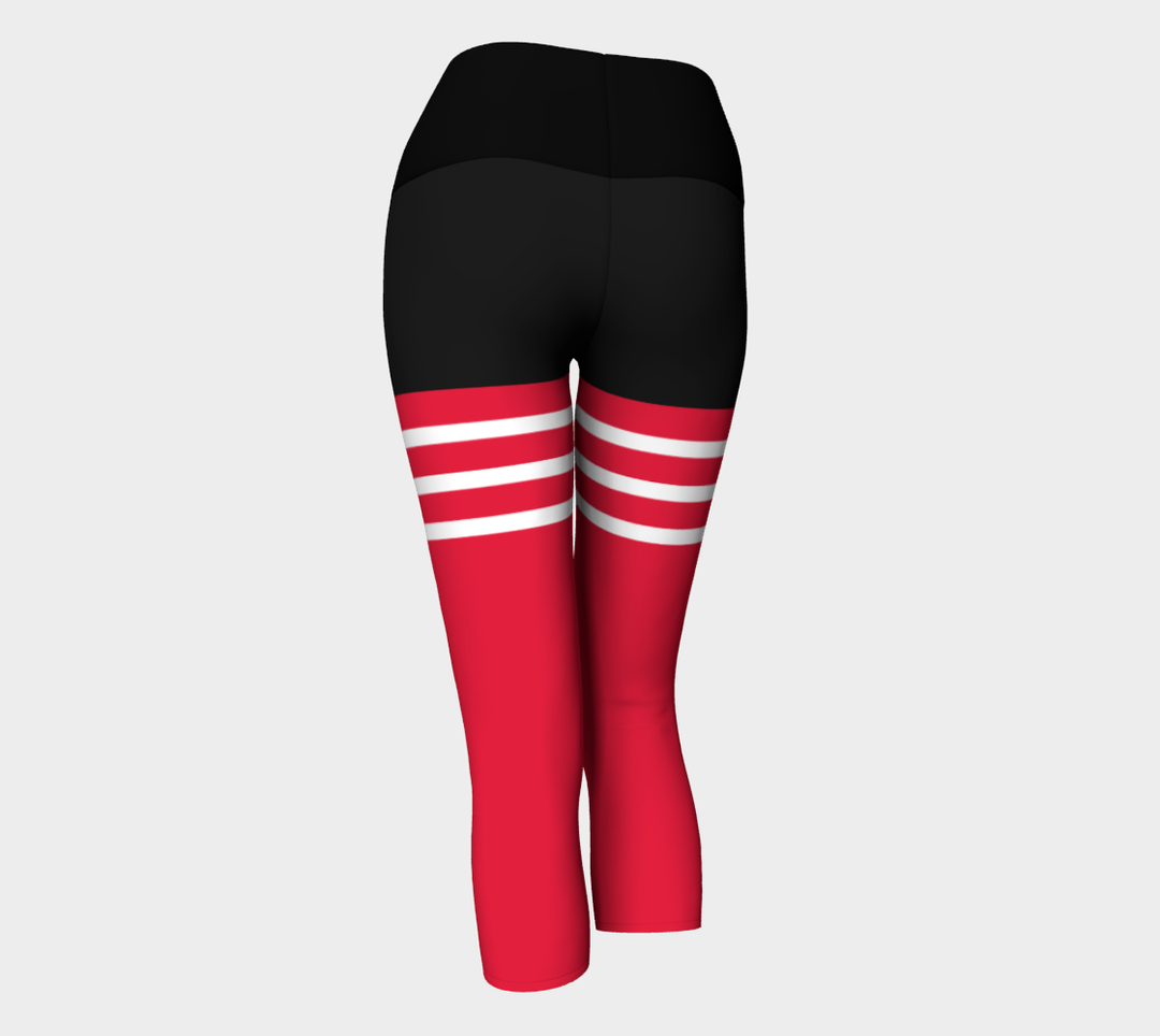 Pantacourt Taille haute a bande  noir & rouge