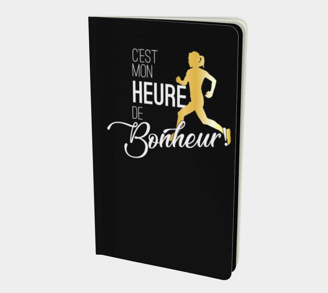 Carnet inspirant "C'est mon heure de bonheur" noir running