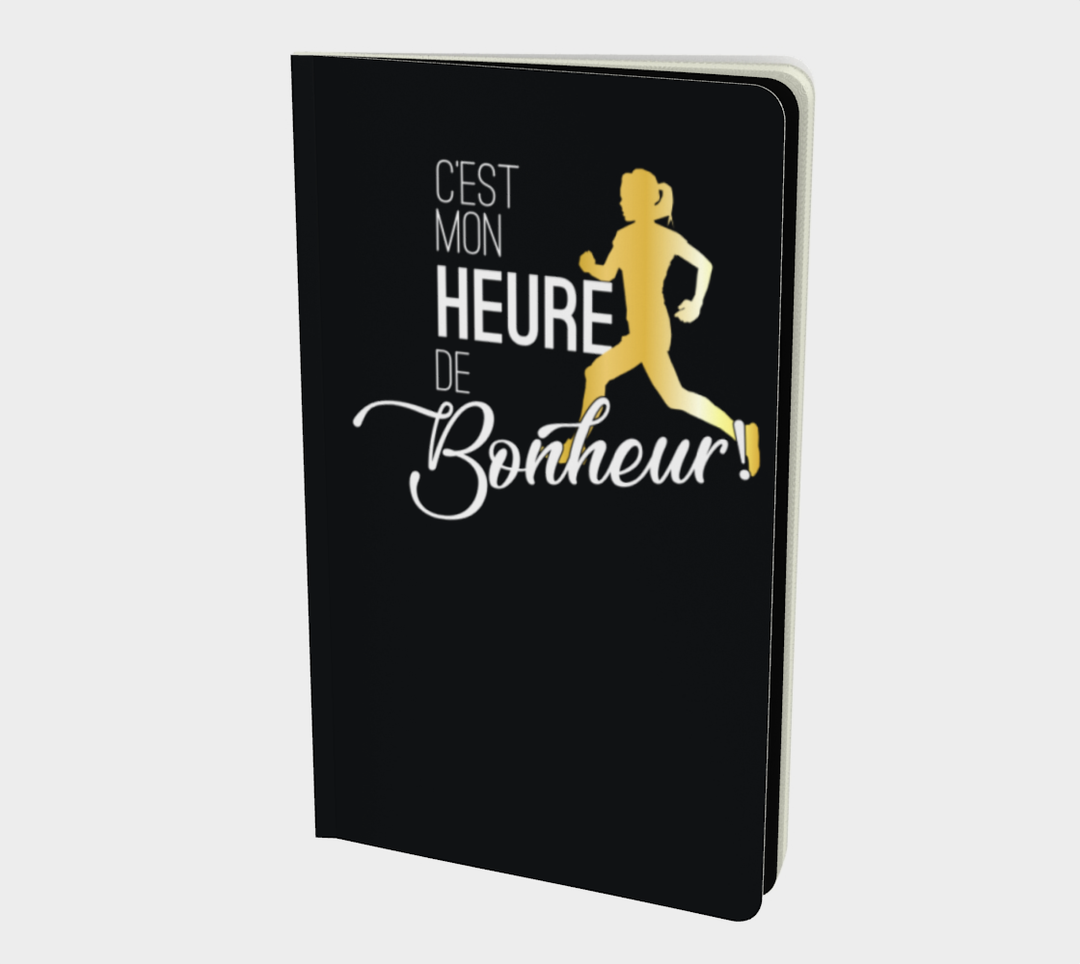 Carnet inspirant "C'est mon heure de bonheur" noir running