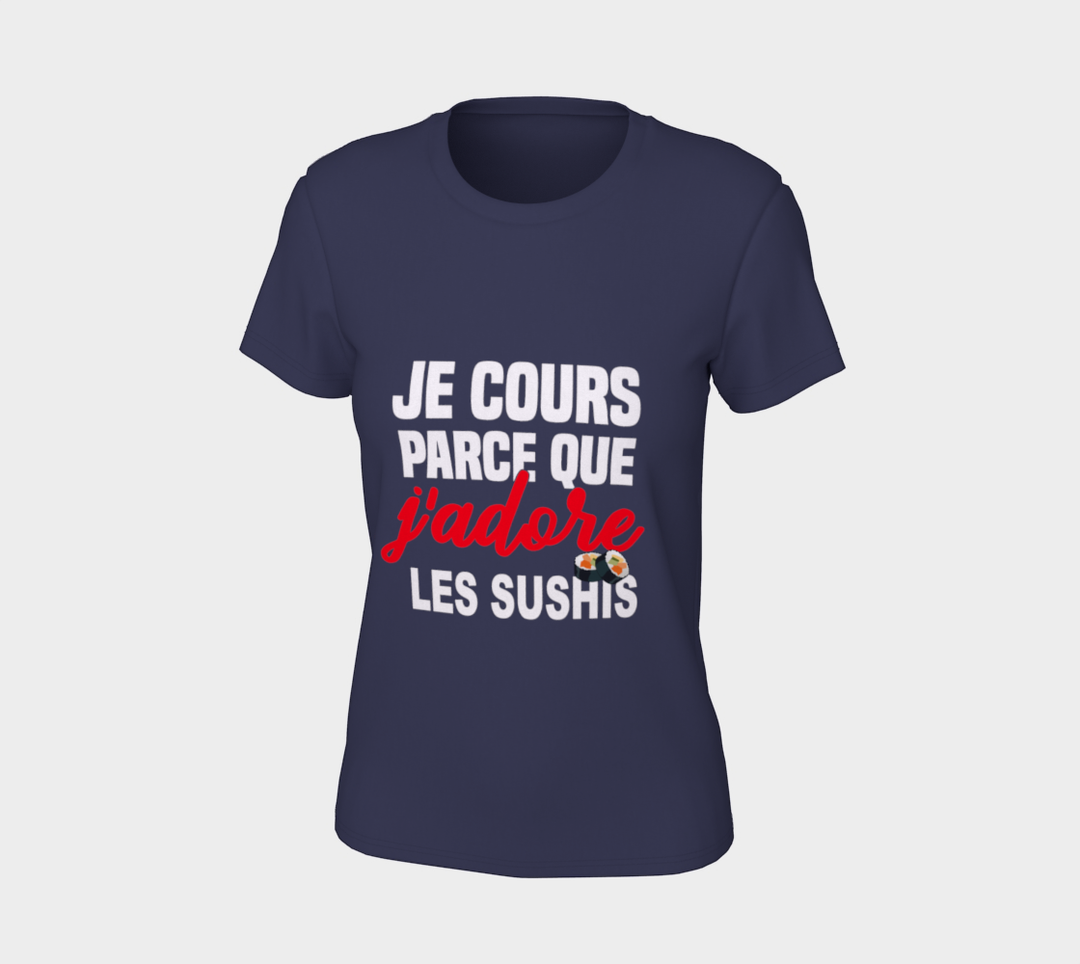 T-shirt je cours parce que j’adore les sushis Violet