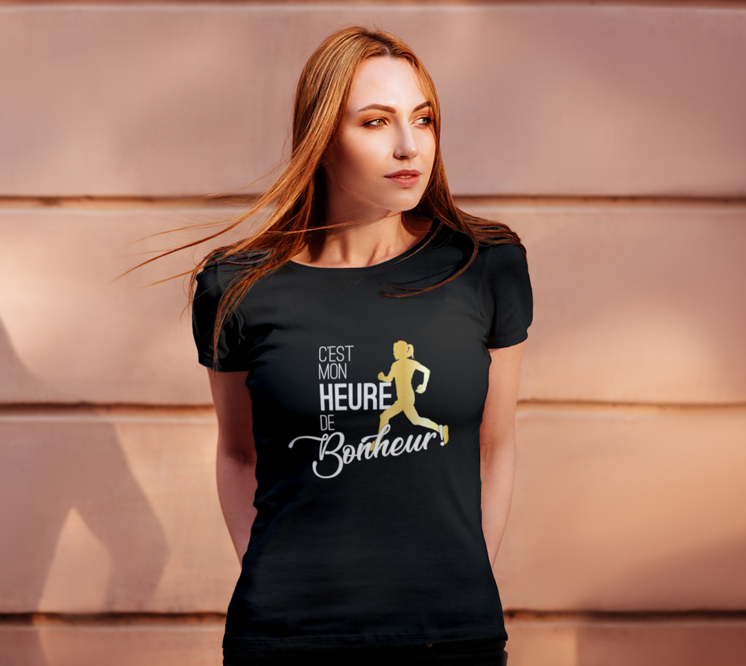 T-shirt la vie est meilleure quand on court Noir