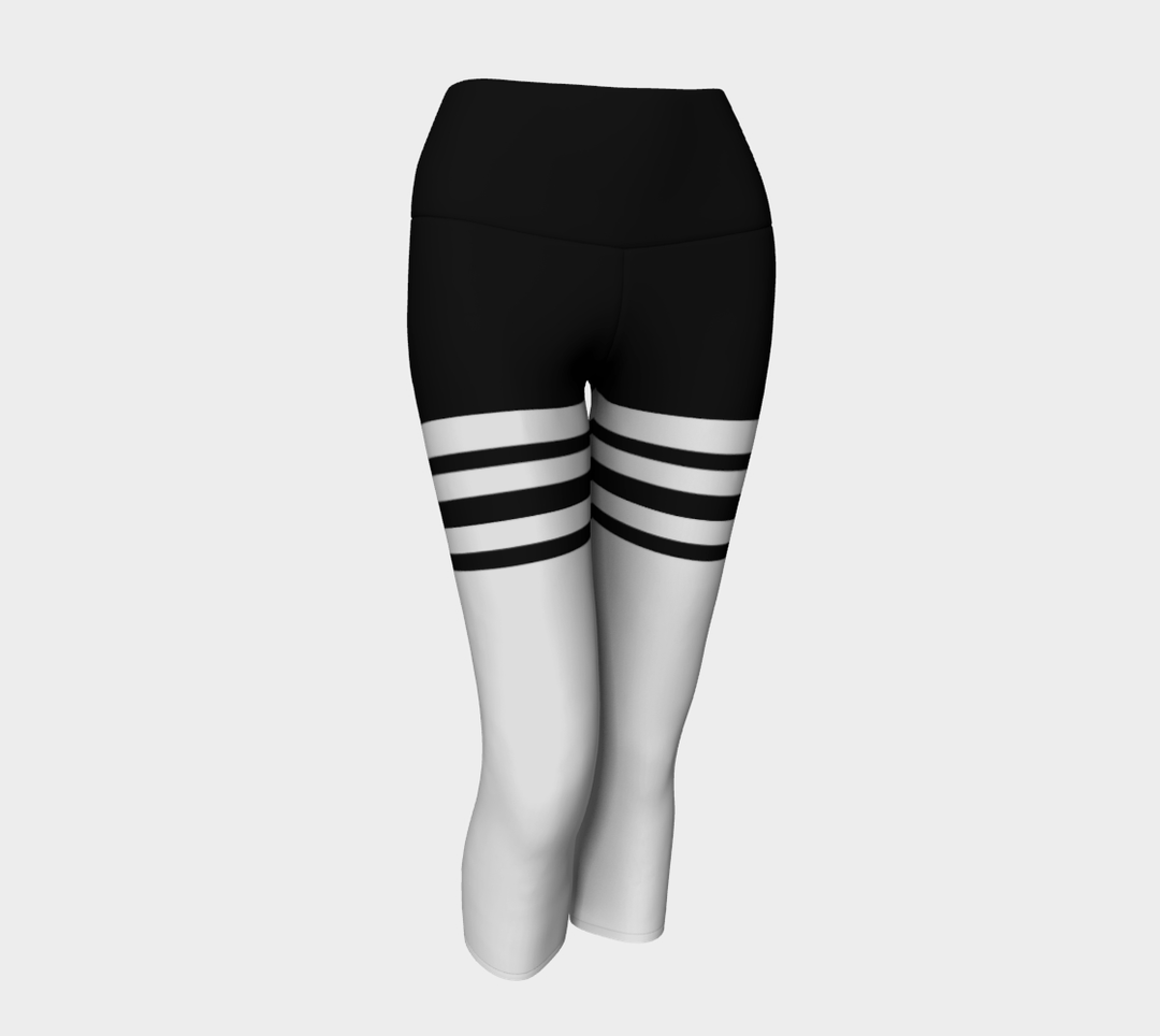 Pantacourt Taille haute a bande  noir & blanc