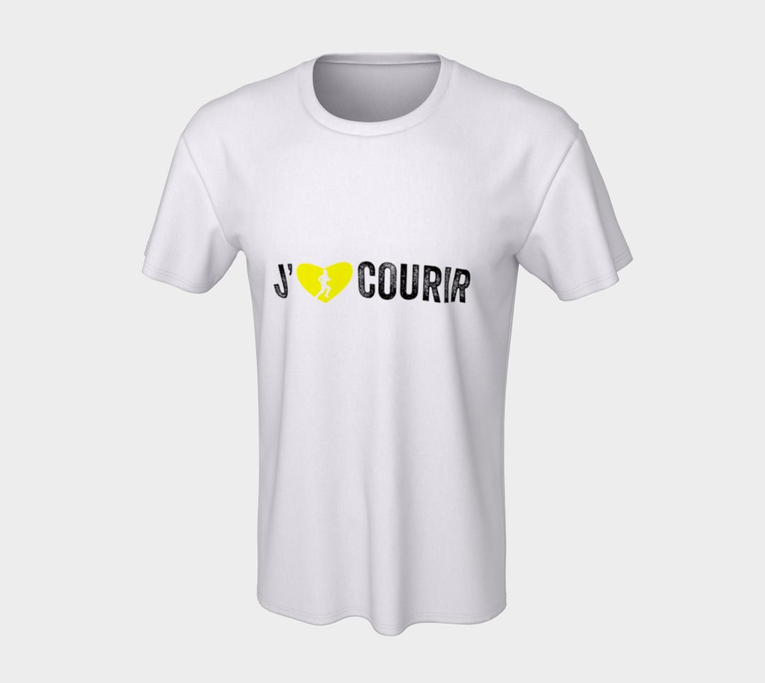 T-shirt J’aime courir coeur jaune