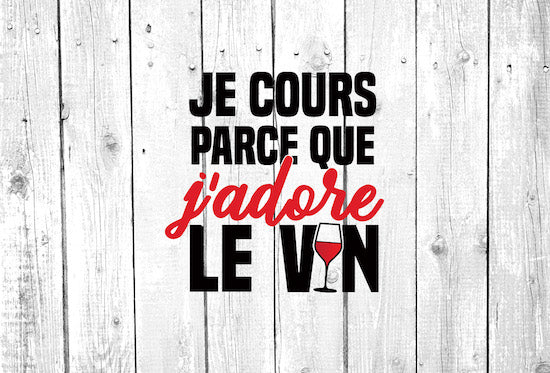 Autocollant "Je cours parce que j'adore le vin" pour ordinateur, agenda,...