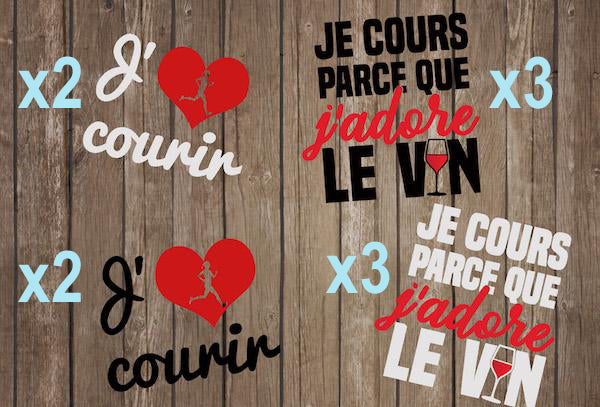Autocollant "Je cours parce que j'adore le vin" pour ordinateur, agenda,...